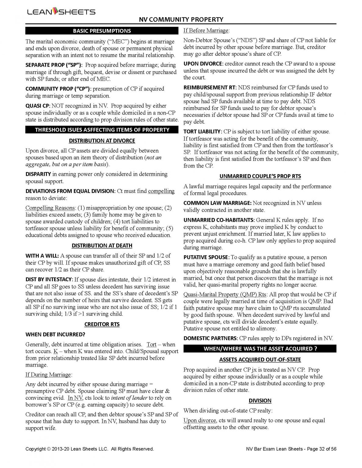 Nevada Bar Exam Outlines